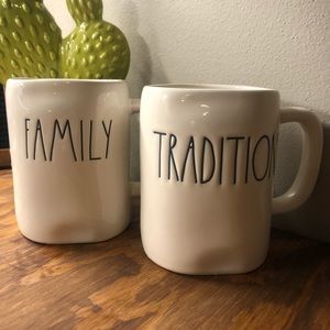 Cute “Family Tradition” Rae Dunn Word Mugs